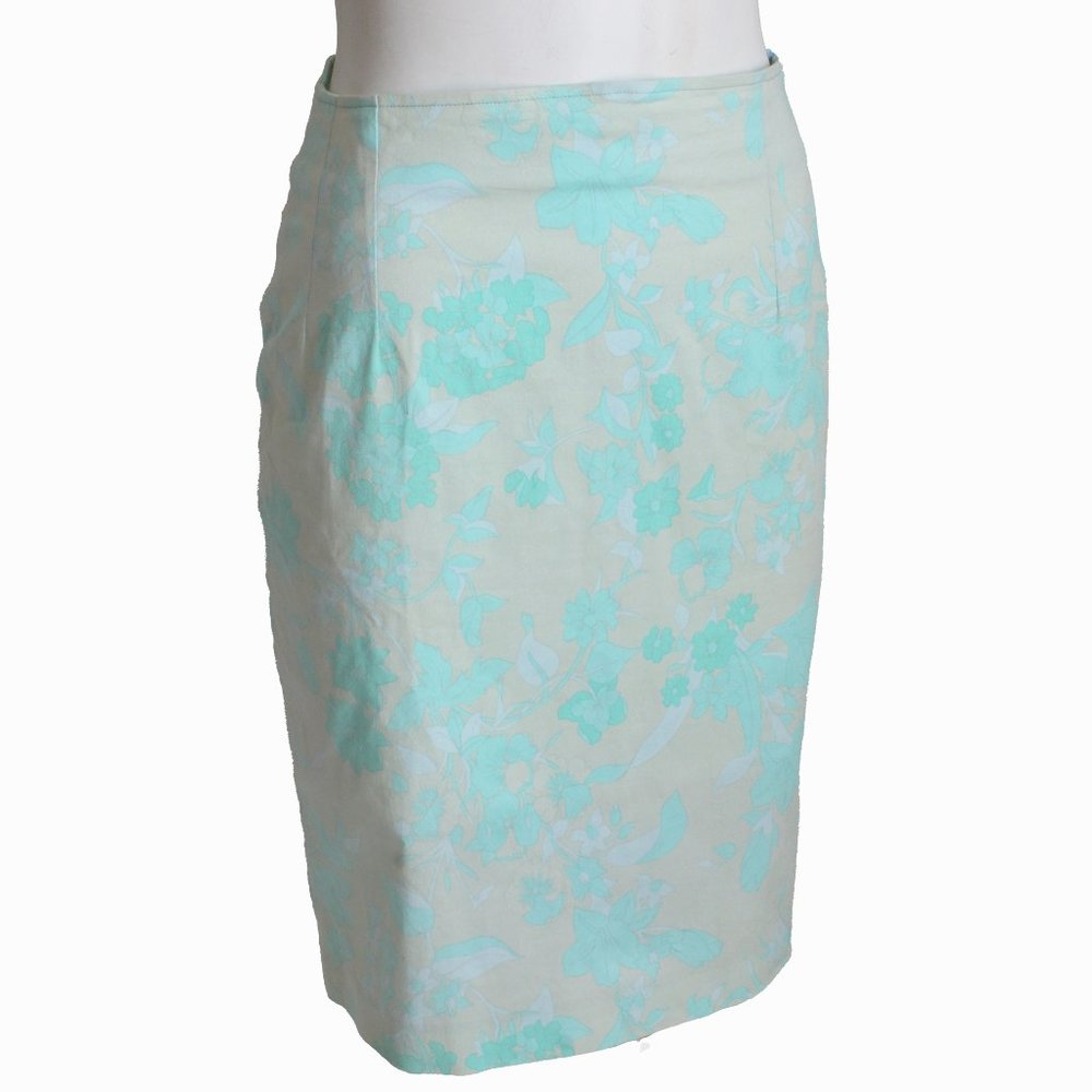 Averardo Bessi Pencil Skirt Floral Cotton Blend Stretch Size 8